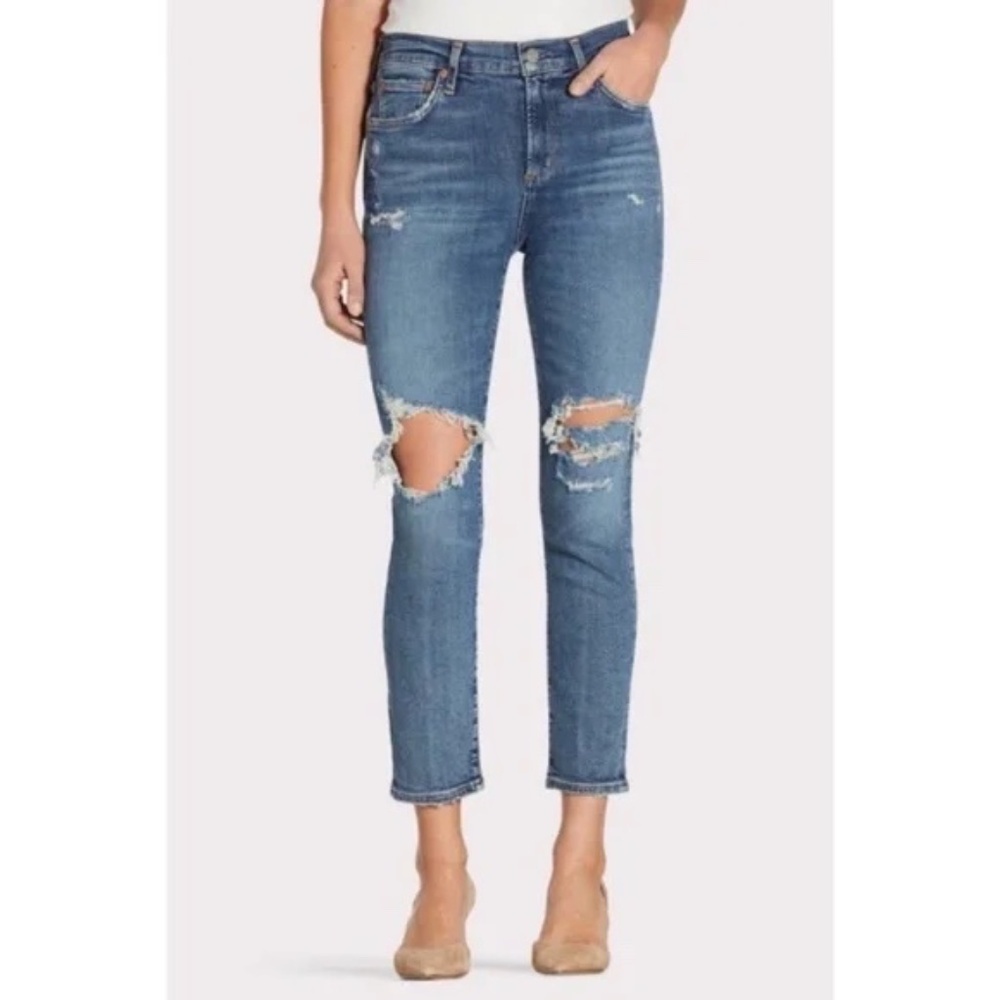 AGOLDE Sophie Ripped High Waist Crop Jeans Spite
